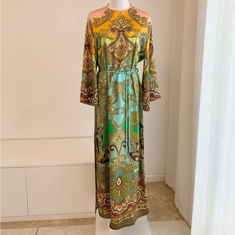 Alemais Paisley Maxi Dress in Teal, Yellow & Green